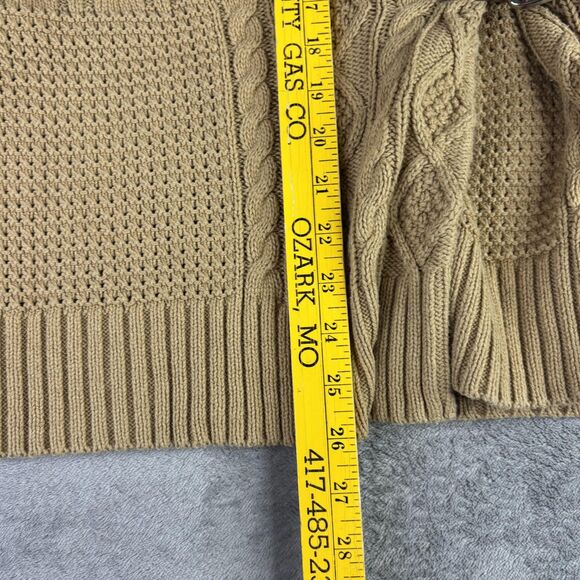 Lauren Ralph Lauren Sweater Womens Large Tan Buckle Shawl Collar Cardigan Knit - Picture 10 of 11